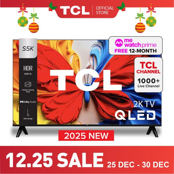 2025 NEW | TCL S5K QLED TV | 32 40 50 inch | Dolby Audio | HDR 10 | AI Smart 2K Google TV